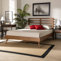 Baxton Studio Shiro-Ash Walnut-Full Baxton Studio Shiro Mid-Century Modern Ash Walnut Finished Wood Full Size Platform Bed